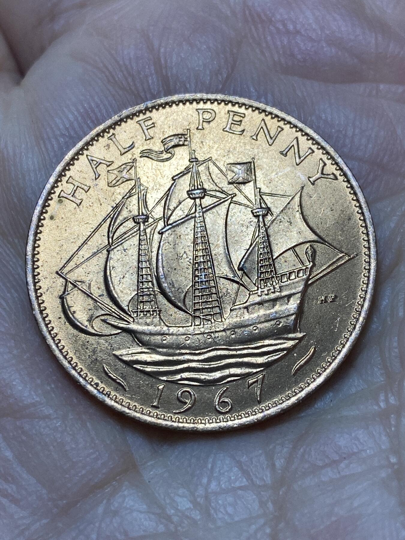 2026年第三场(总第一百七十二场）外国好品散币场(免佣金) 原光好品–英国🇬🇧1967年半便士(伊丽莎白二世青年桂冠第二版，普制币关门年)