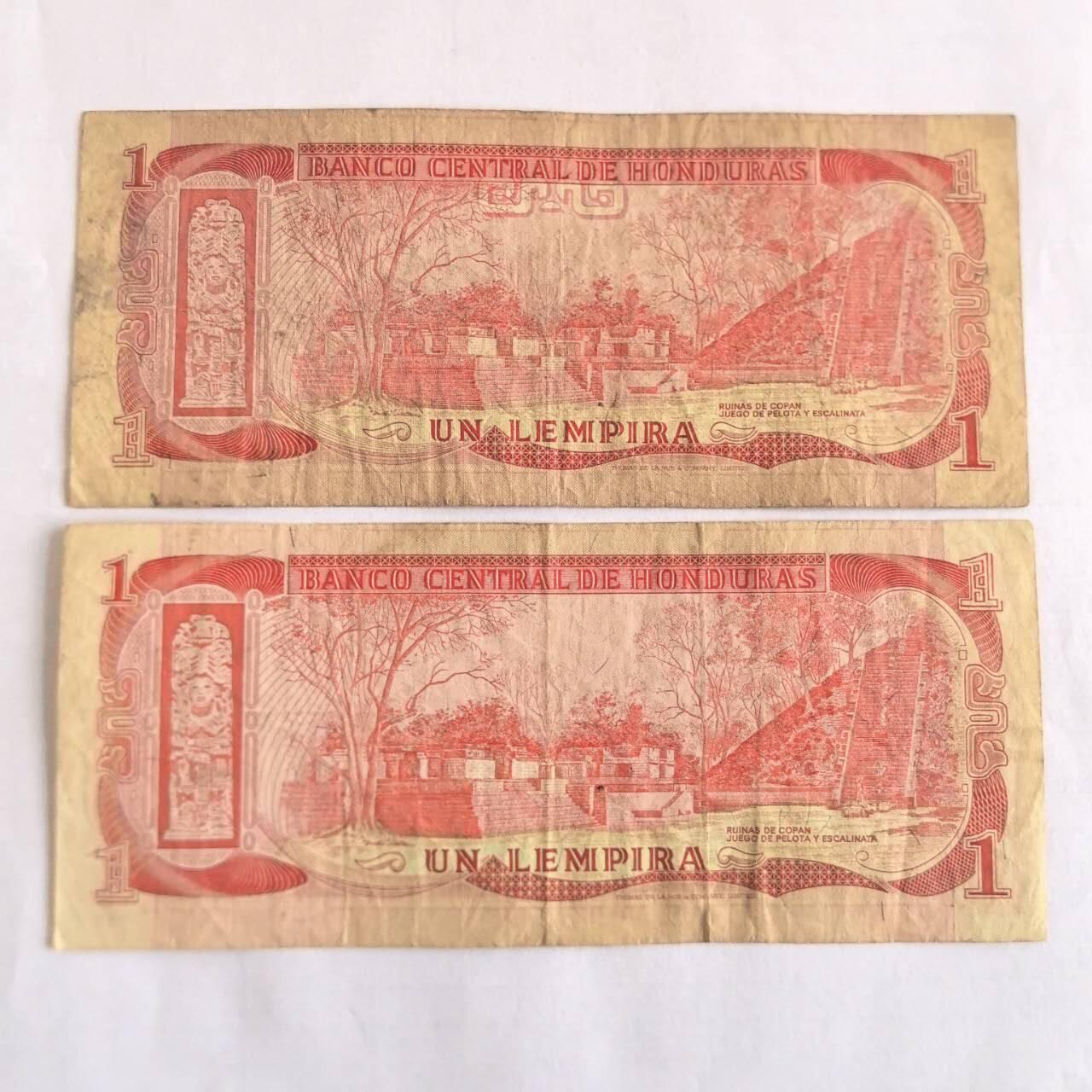 各国外币第107期 无佣金 洪都拉斯1伦皮拉1978年1974年不同签名