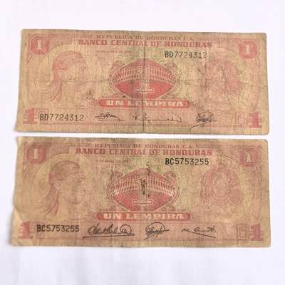 各国外币第107期 无佣金 - 洪都拉斯1伦皮拉1978年1974年 不同签名