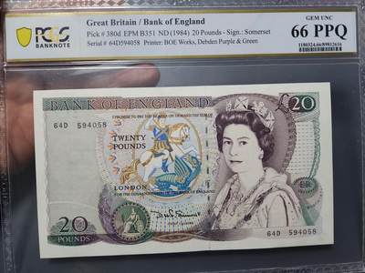 1月3号晚上8点 外国纸币自动截拍第79场 - 英国20镑PCGS66PPQ