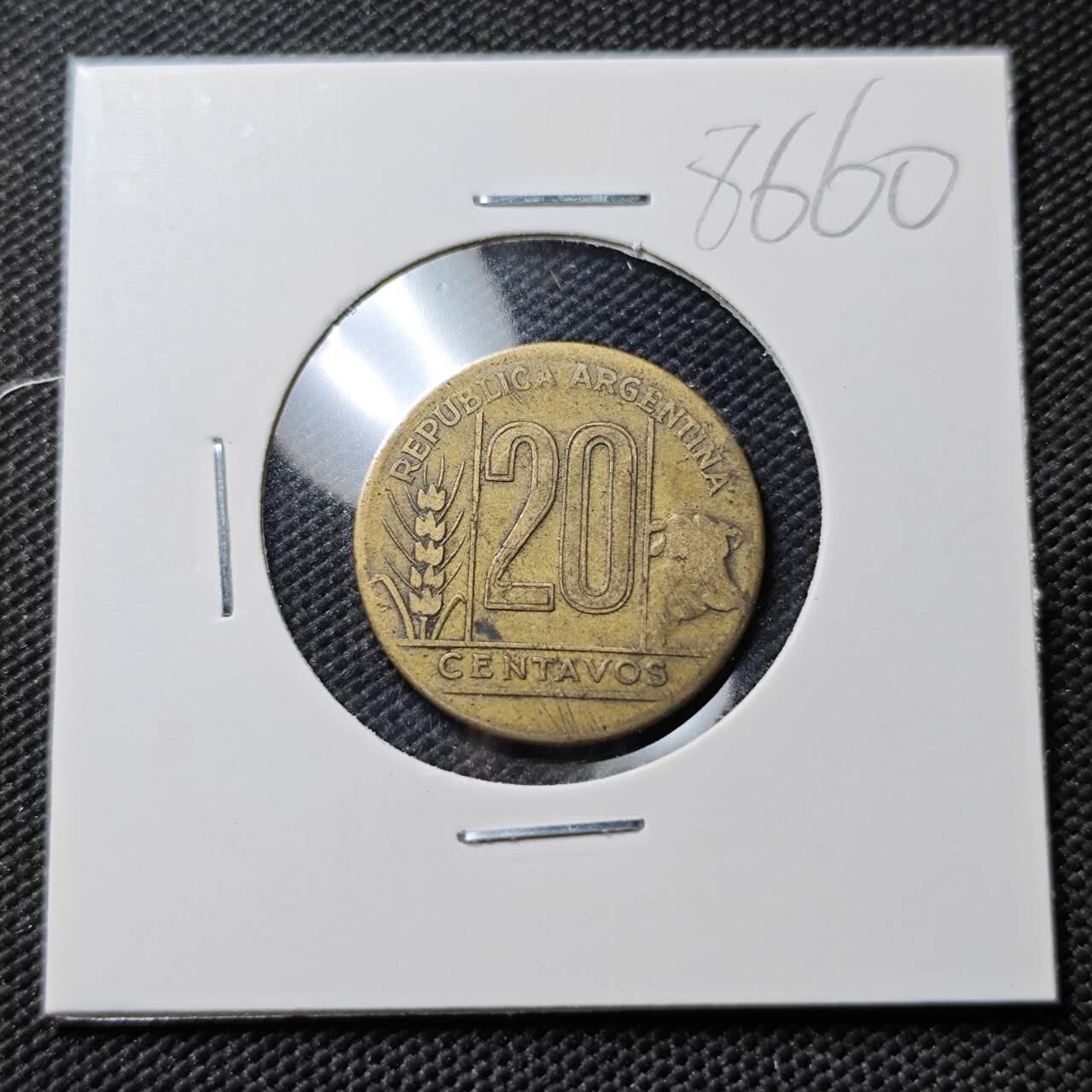 KK钱币收藏小铺  第386期  2月预留时间 周末发货  阿根廷20分铜币