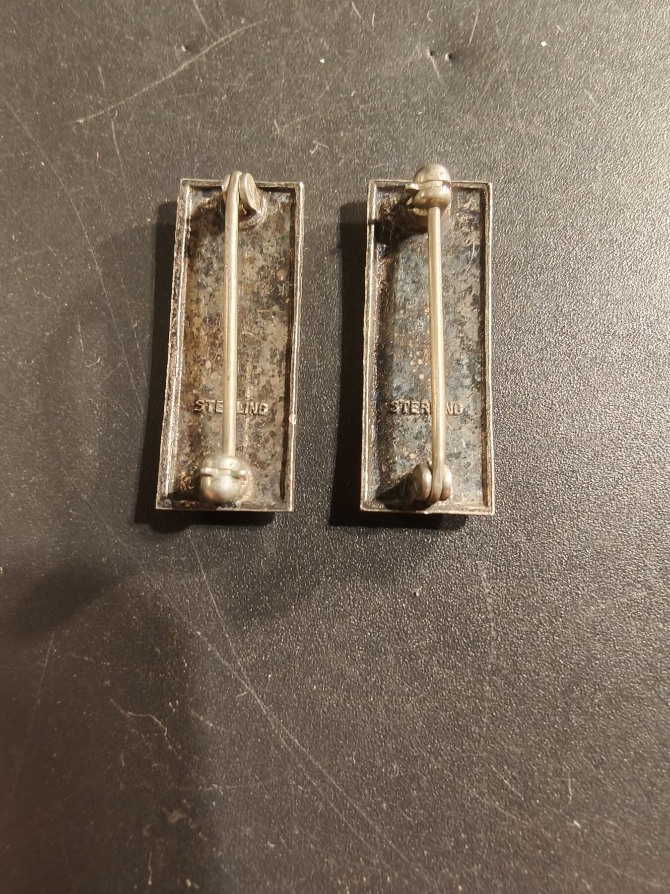 老王徽章第174期 美国陆军中尉军衔一组    二战时期横针版   925银    6.5g