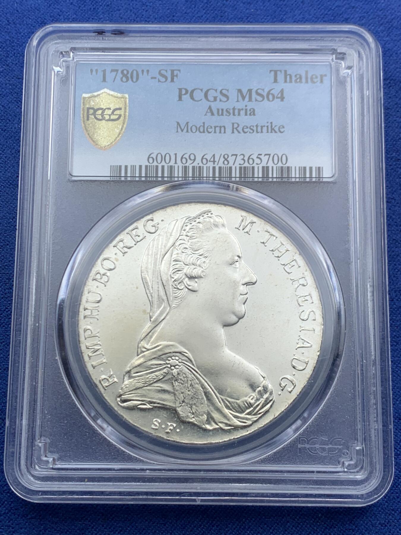 《竞宝斋》第454场 周日，周一 2场连拍 （全场包邮，欢迎送拍） PCGS MS64 奥匈帝国1780年大奶妈银币，细节清晰分明，不容错过