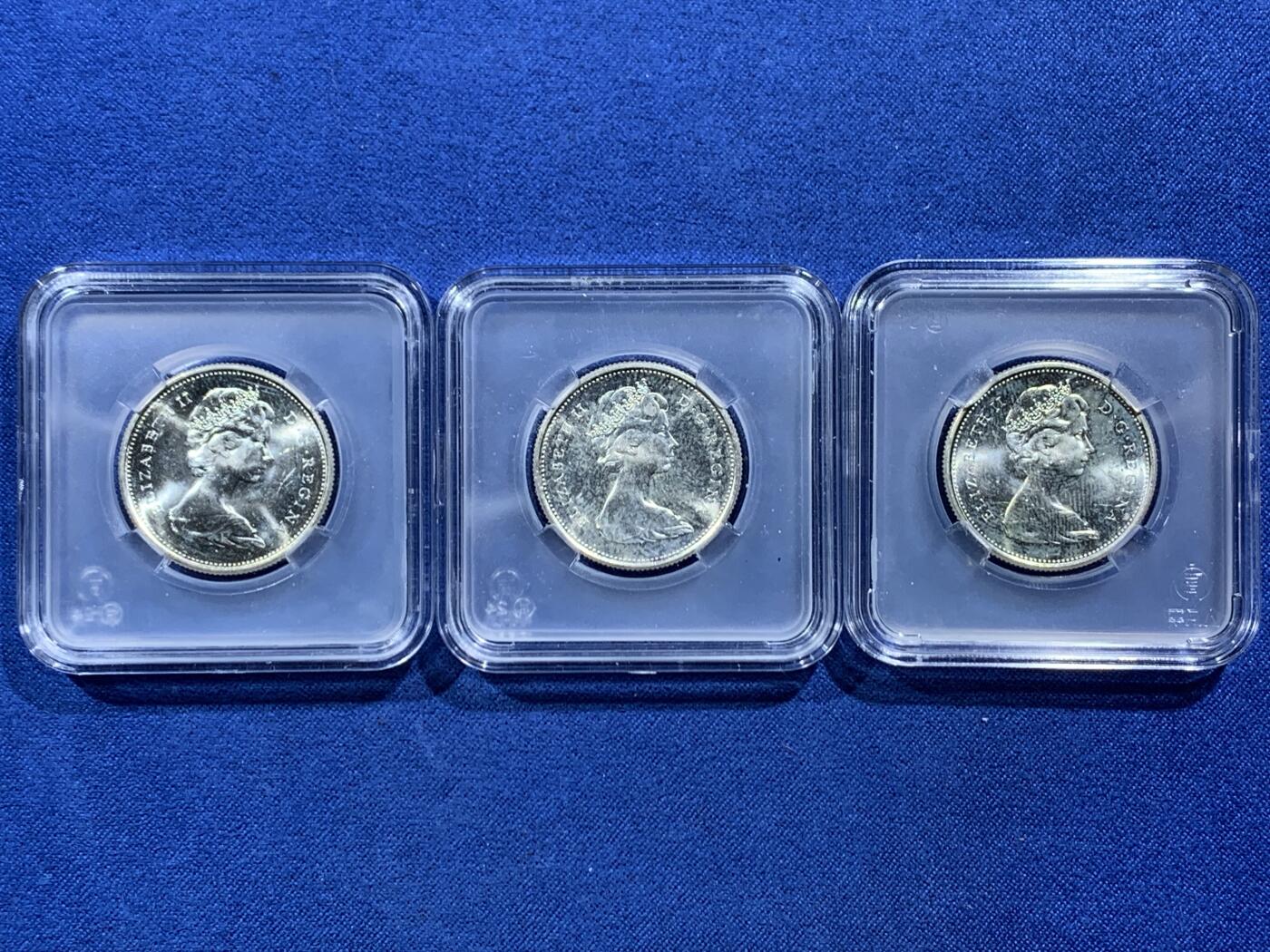 《竞宝斋》第454场 周日，周一 2场连拍 （全场包邮，欢迎送拍） 三枚一组 加拿大25分银币，5g，原光品相，配平凡人小方盒