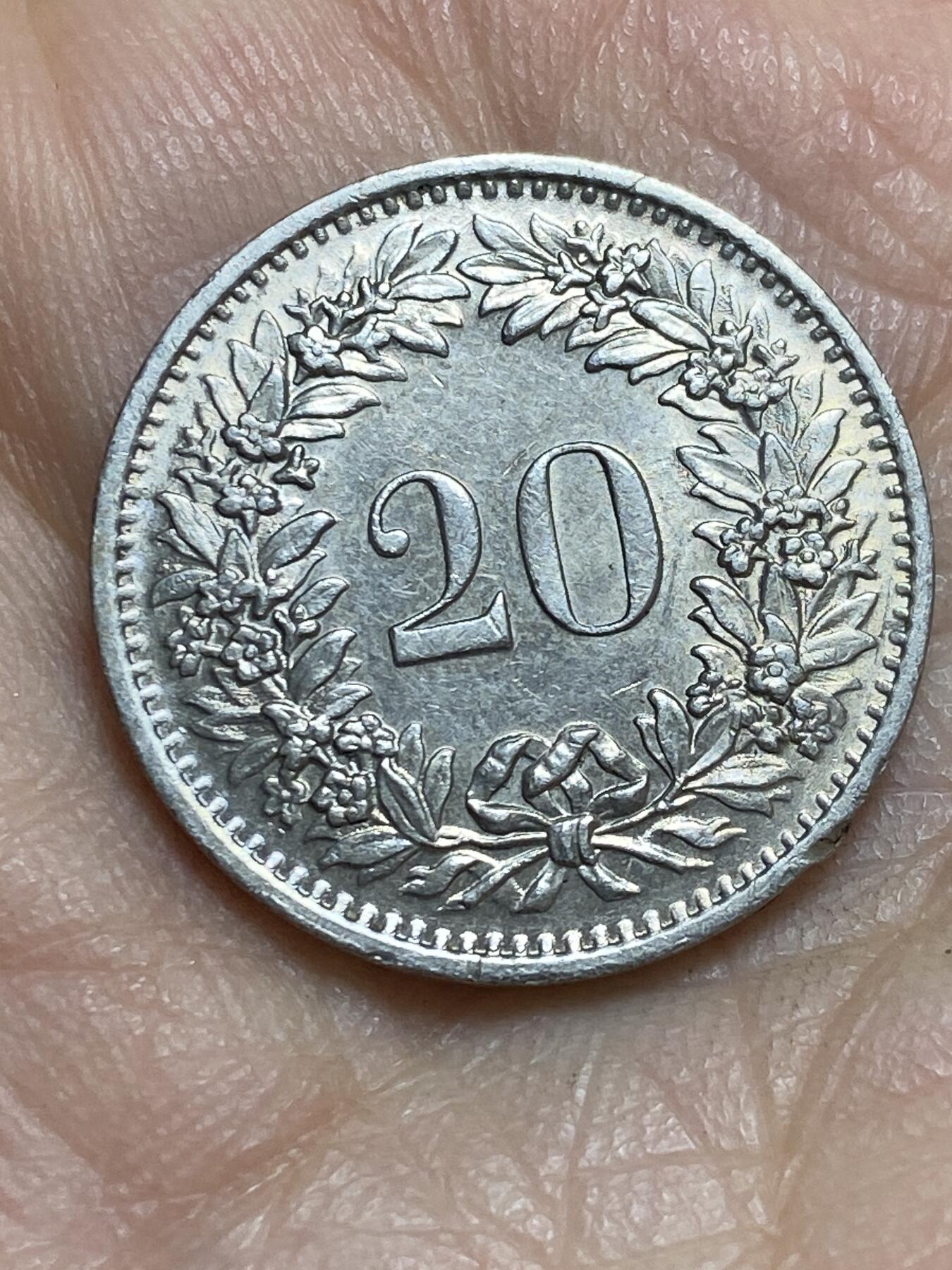 2026年第三场(总第一百七十二场）外国好品散币场(免佣金) 瑞士🇨🇭1971年20拉彭(第三版，无标版)