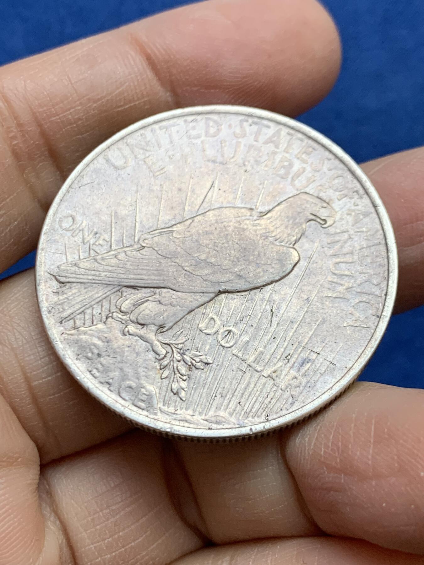 《竞宝斋》第454场 周日，周一 2场连拍 （全场包邮，欢迎送拍） 美国1923年和平1美元银元 银币 原味带底光