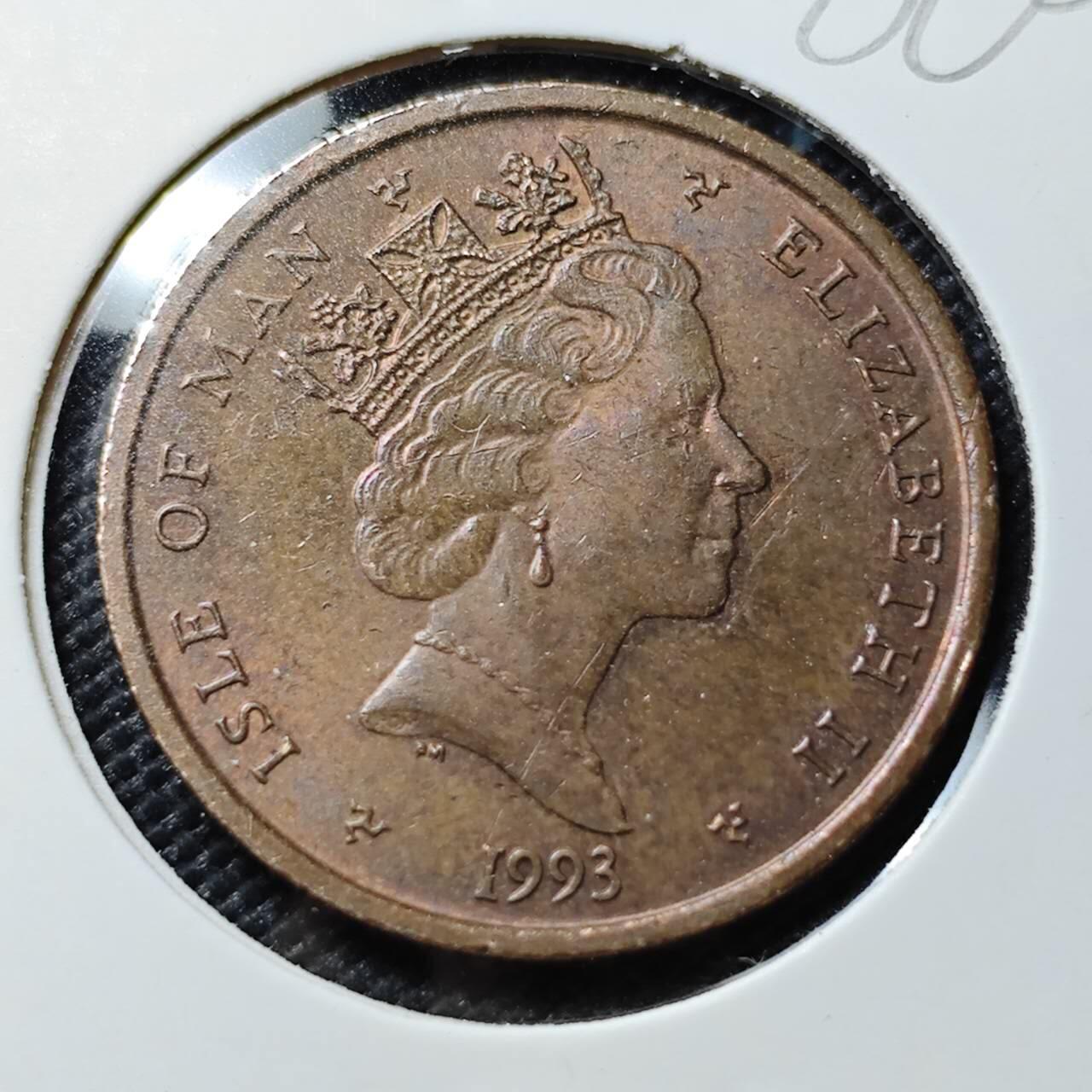 KK钱币收藏小铺  第386期  2月预留时间 周末发货  1993马恩岛2便士铜币