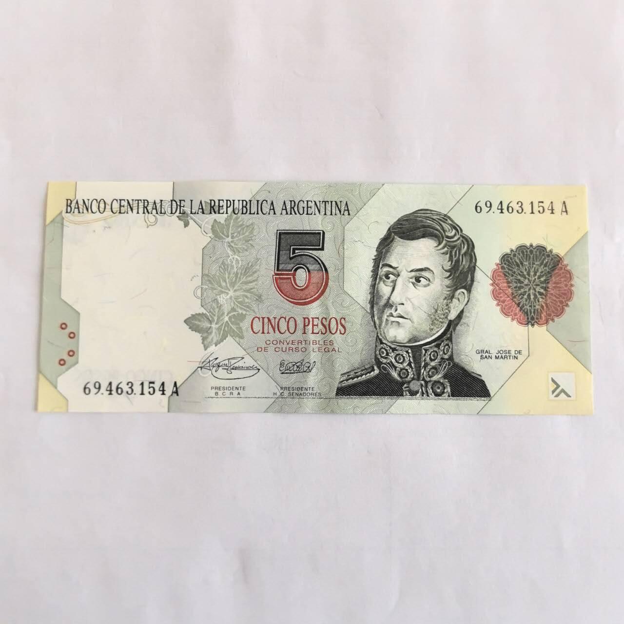 各国外币第107期 无佣金 阿根廷5比索 1993年美品