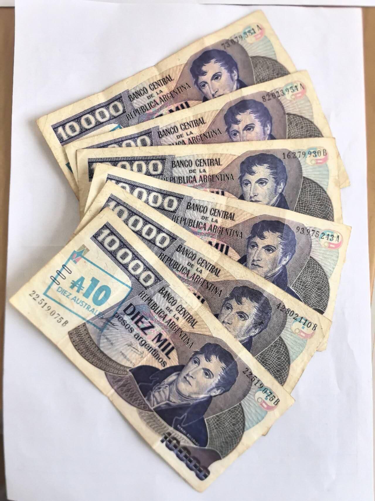 各国外币第107期 无佣金 阿根廷1万比索 6张