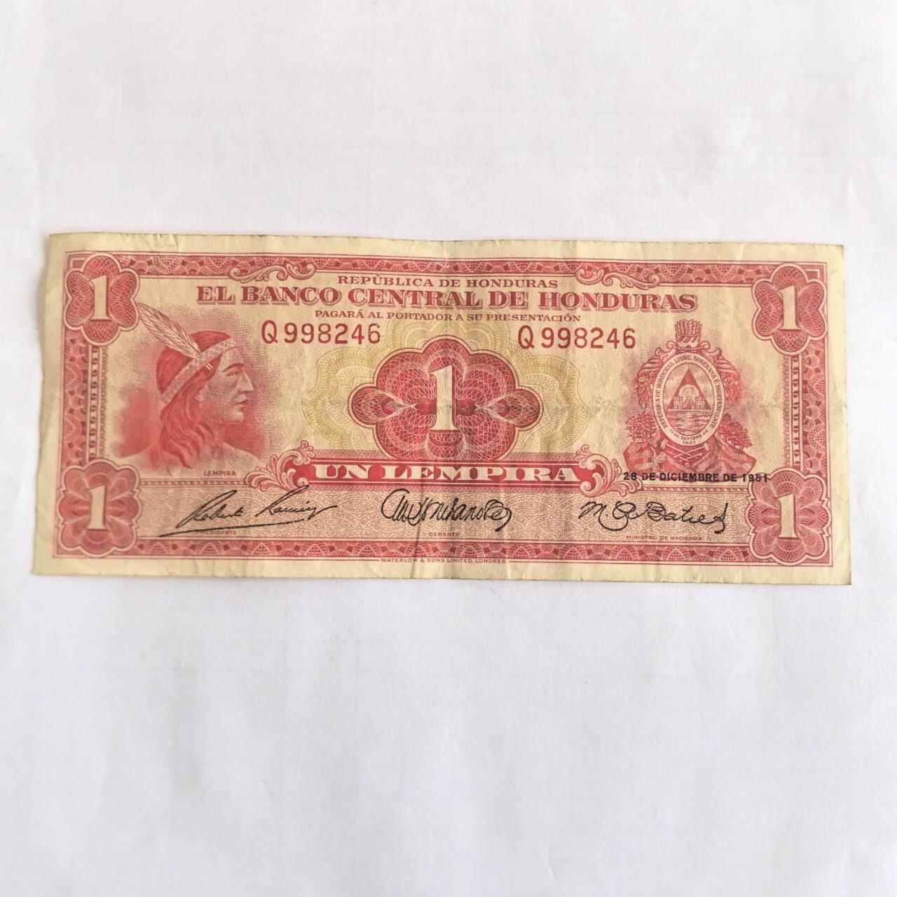 各国外币第107期 无佣金 洪都拉斯1伦皮拉 1951年份少见