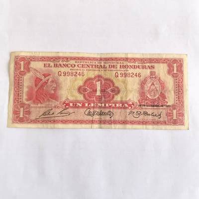 各国外币第107期 无佣金 - 洪都拉斯1伦皮拉 1951年份少见