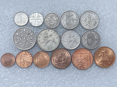 第一海外回流一元起拍收藏 散集专场  第287期 - 英国不同版本面值硬币 15枚