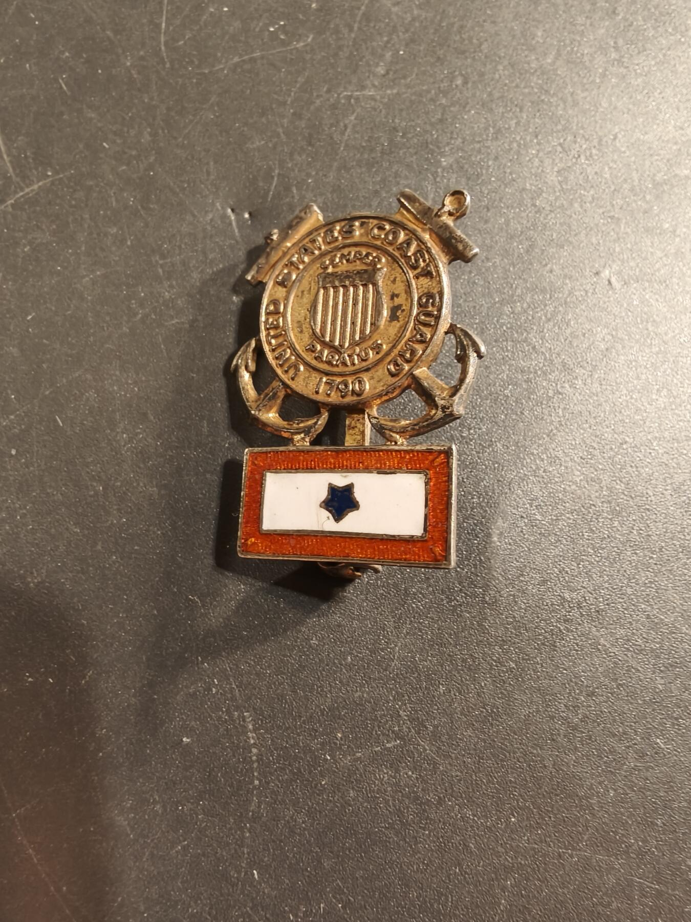 老王徽章第174期 美国海岸警备队二战蓝星勋章证章    925银镀金珐琅    5.3g     一星