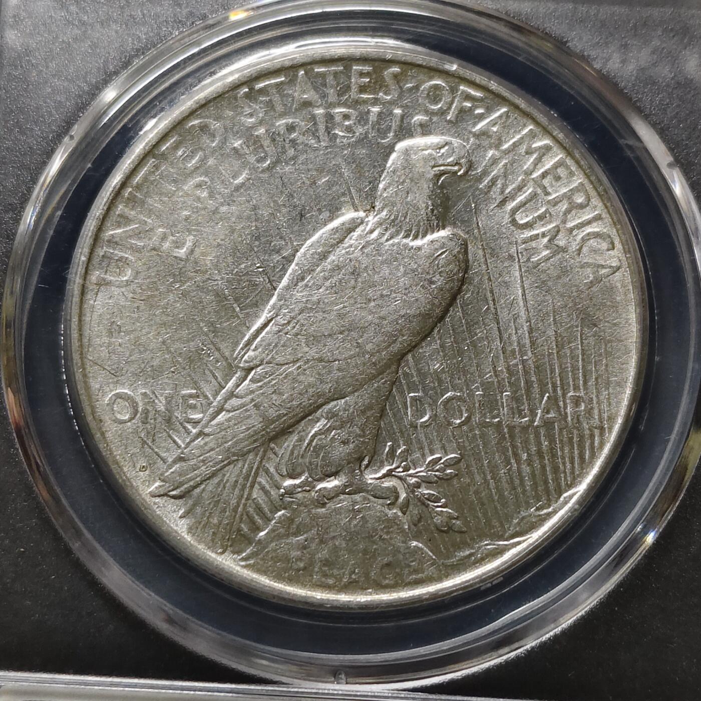 【全场包邮】纯粹捡漏拍493场 美国1922年D厂1元和平银币【38.1毫米26.73克，纯银价约433元（按18元银价折算）】-公博MS63