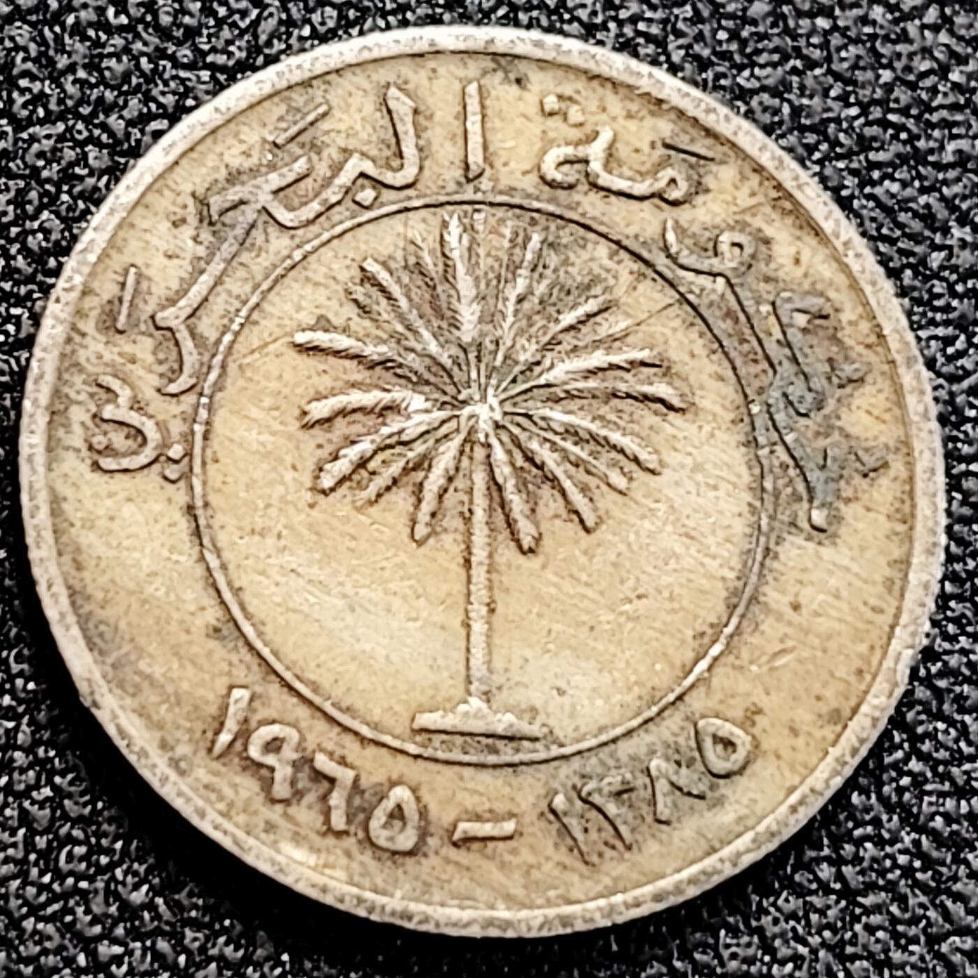 泉币菌-第162场- 新年第五场 精品福利场 棕榈树 巴林1965年5费尔銅镍硬币 纪念币铜钱