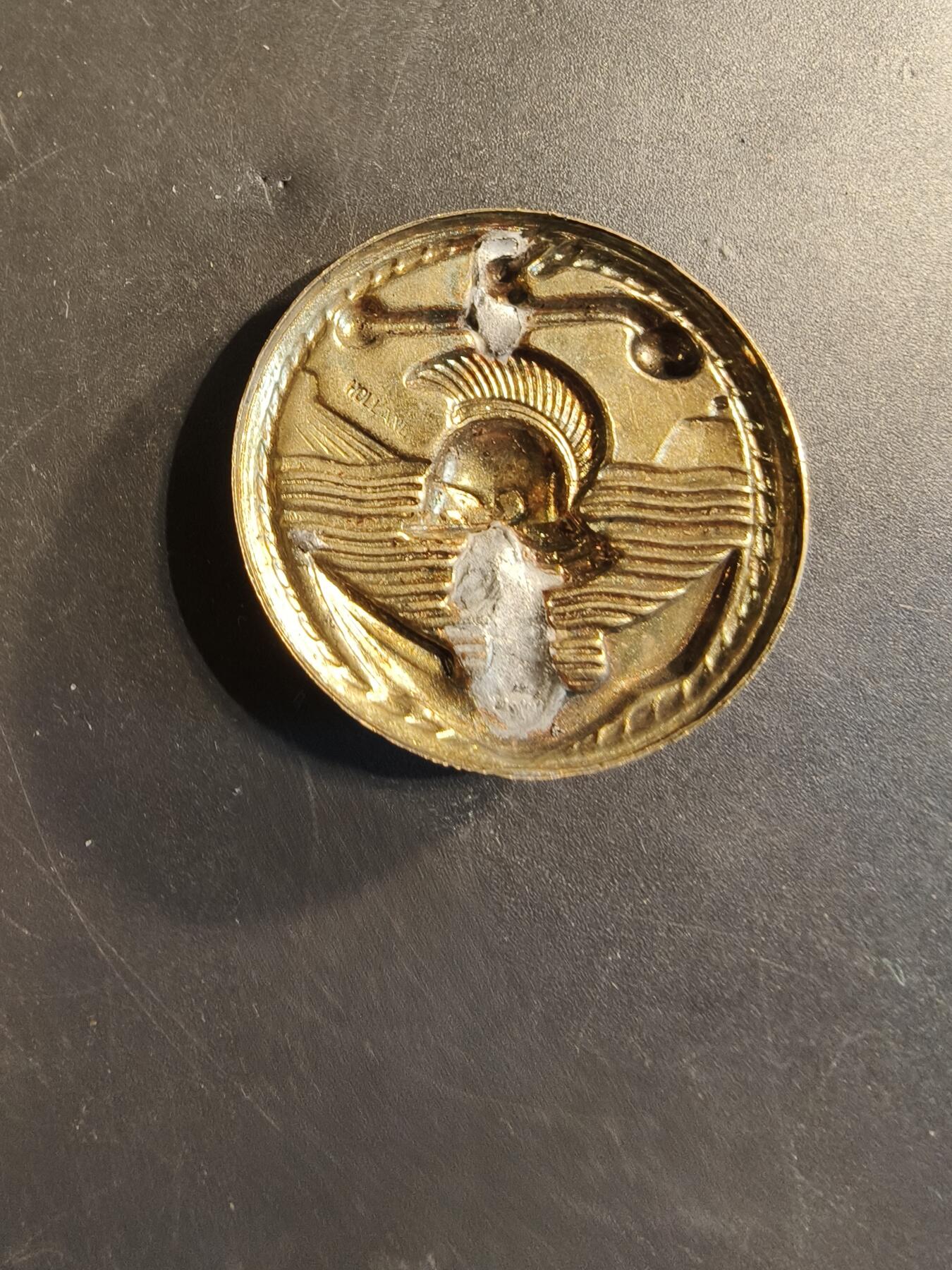 老王徽章第174期 荷兰陆军工兵帽徽    二战时期   缺背杆