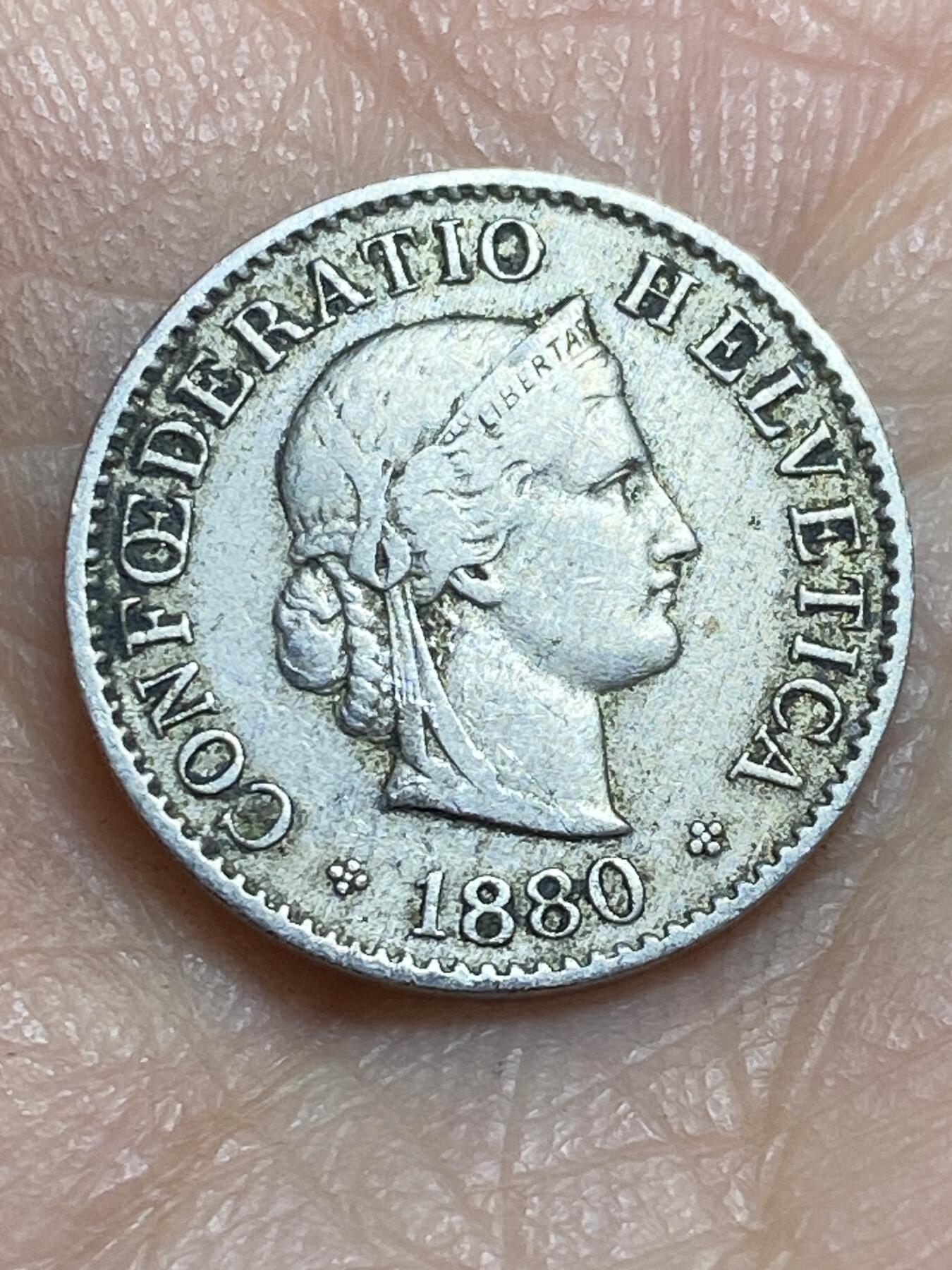 2026年第三场(总第一百七十二场）外国好品散币场(免佣金) 稀少早期年份–瑞士🇨🇭1880年5拉彭(第二版，B标伯尔尼造)