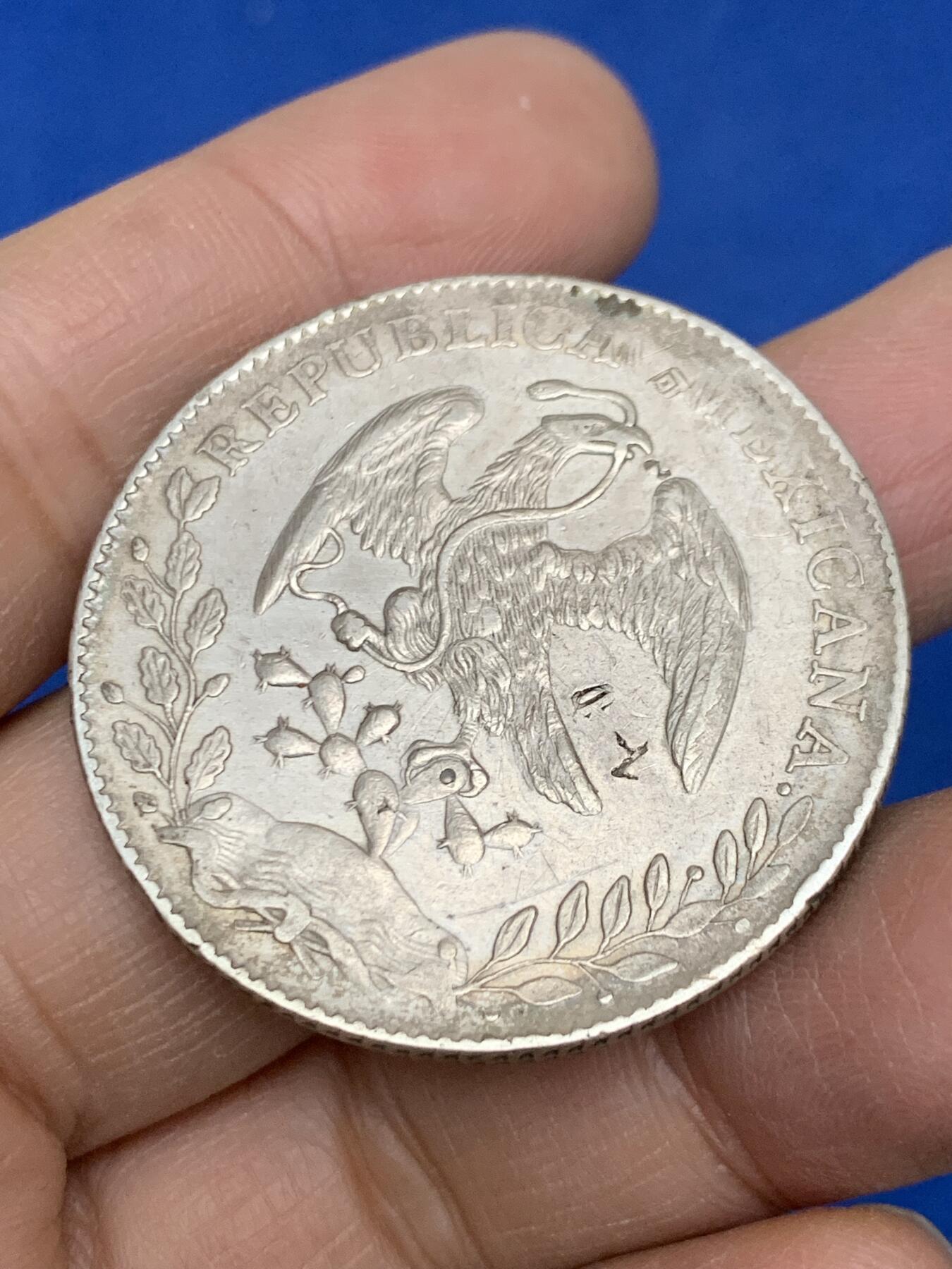 《竞宝斋》第454场 周日，周一 2场连拍 （全场包邮，欢迎送拍） 墨西哥 1896zs fz 鹰洋 8r银币 26.87克