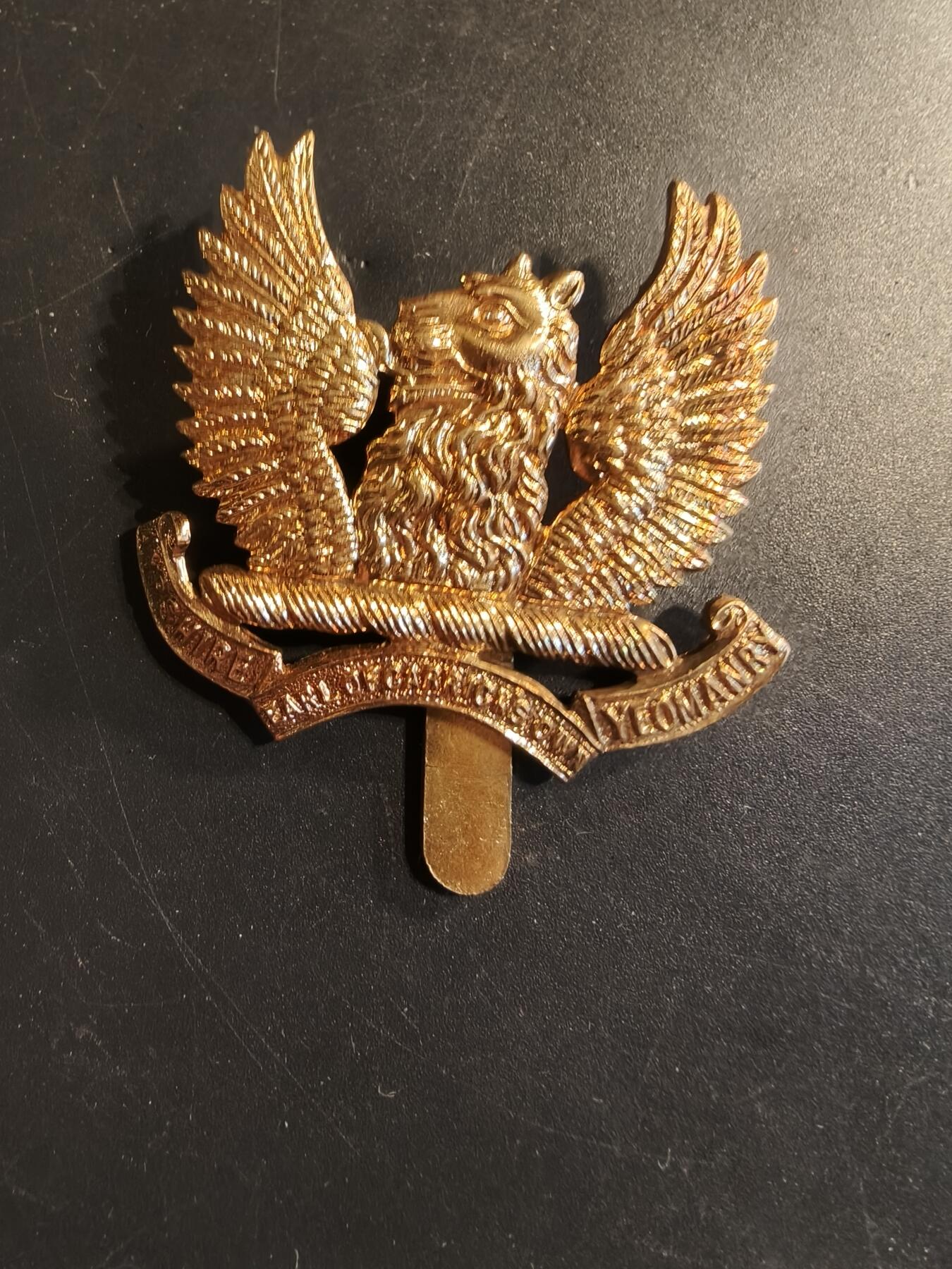 老王徽章第174期 英国艾尔郡（卡里克伯爵专属）义勇骑兵团帽徽     一战时期