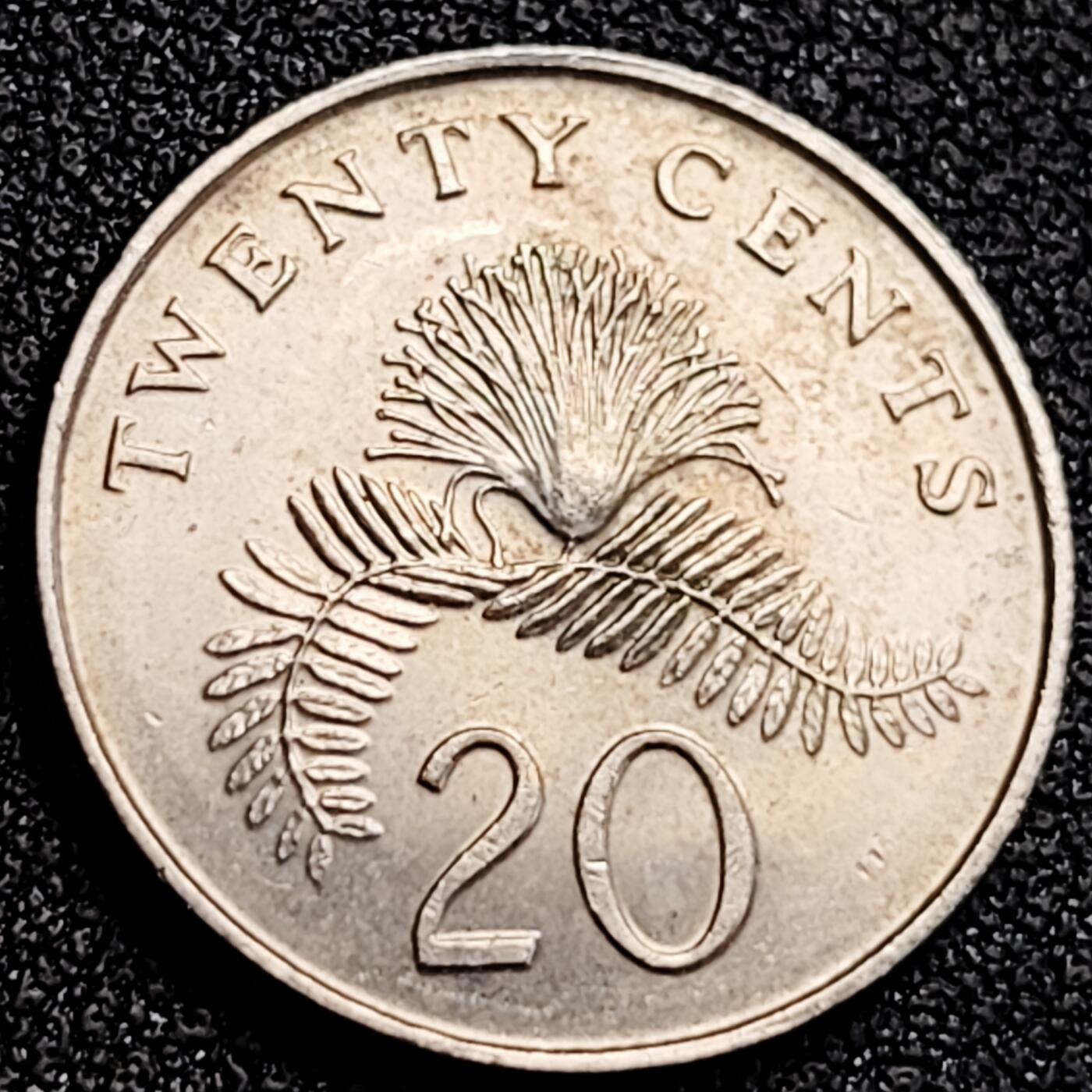 泉币菌-第162场- 新年第五场 精品福利场 1988高币值 新加坡20分 绒球花 高盾徽版 直径21.36mm