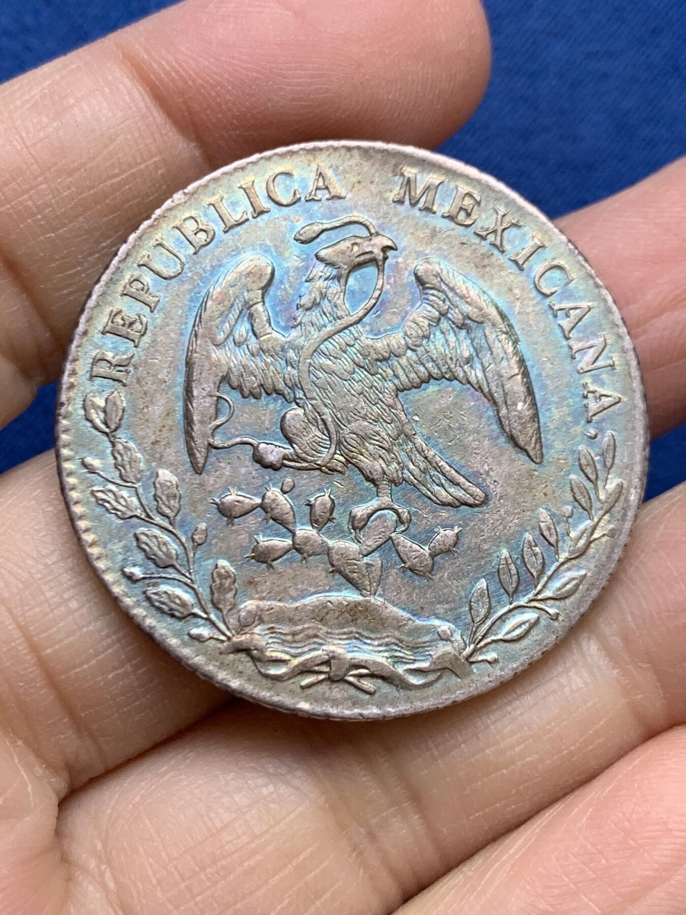 《竞宝斋》第454场 周日，周一 2场连拍 （全场包邮，欢迎送拍） 墨西哥 1896 GO RS 鹰洋8R银币 带彩