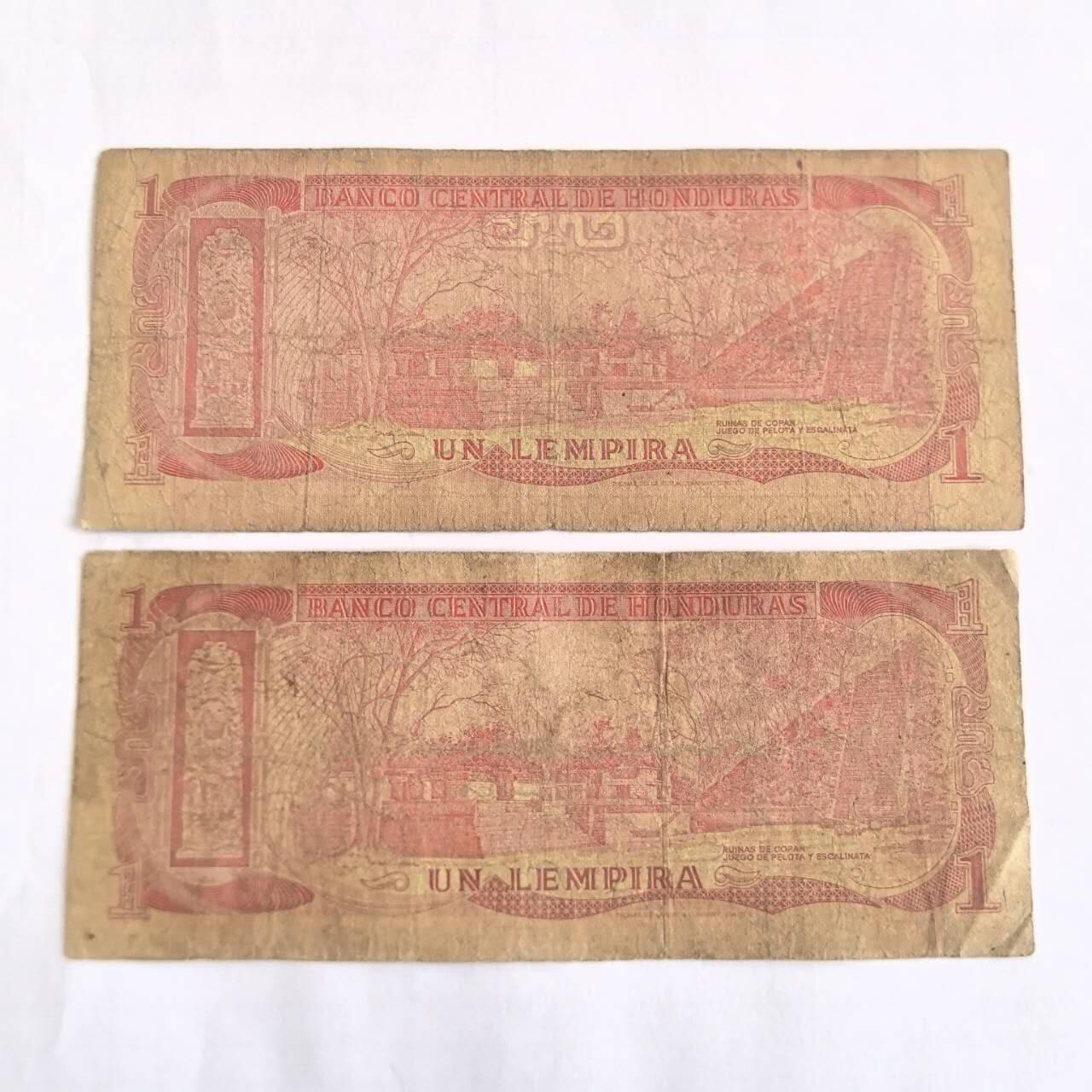 各国外币第107期 无佣金 洪都拉斯1伦皮拉1978年1974年 不同签名