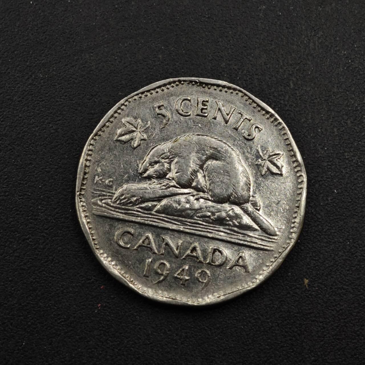 【淘币小摊】实时拍第八百四十一拍   散币批量币场   满百包邮可预留二周 每周一统一发货   加拿大1949年乔治六世5分镍币