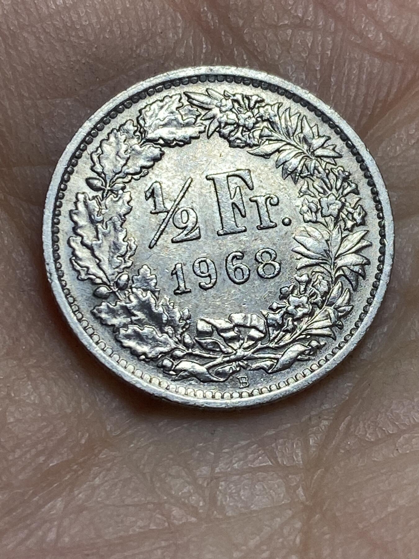 2026年第三场(总第一百七十二场）外国好品散币场(免佣金) 瑞士🇨🇭1968年1/2法郎(第三版首发年，B标伯尔尼造)