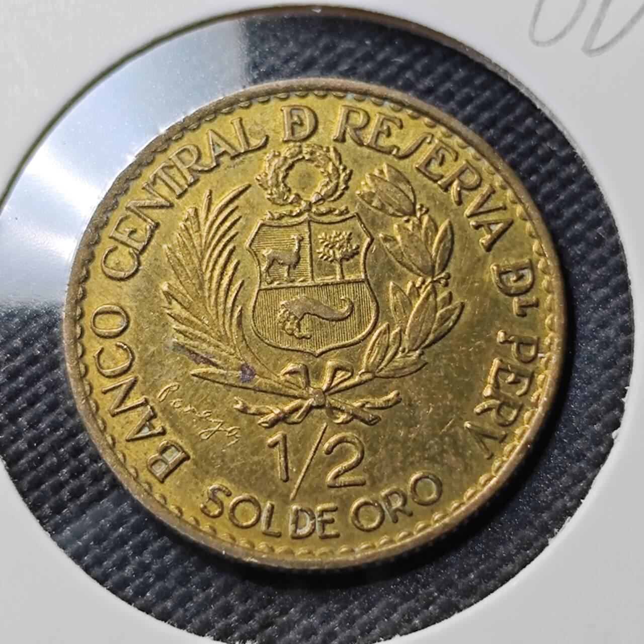 KK钱币收藏小铺  第386期  2月预留时间 周末发货  1965秘鲁1/2索尔铜币 利马造币厂纪念币