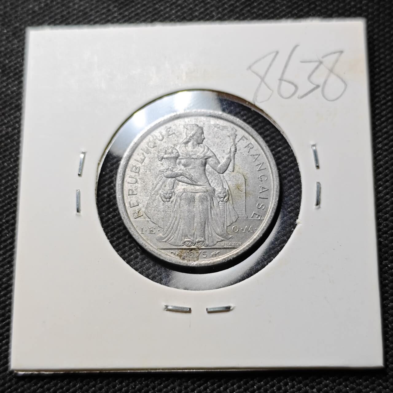 KK钱币收藏小铺  第386期  2月预留时间 周末发货  1975法属波利尼西亚1法郎