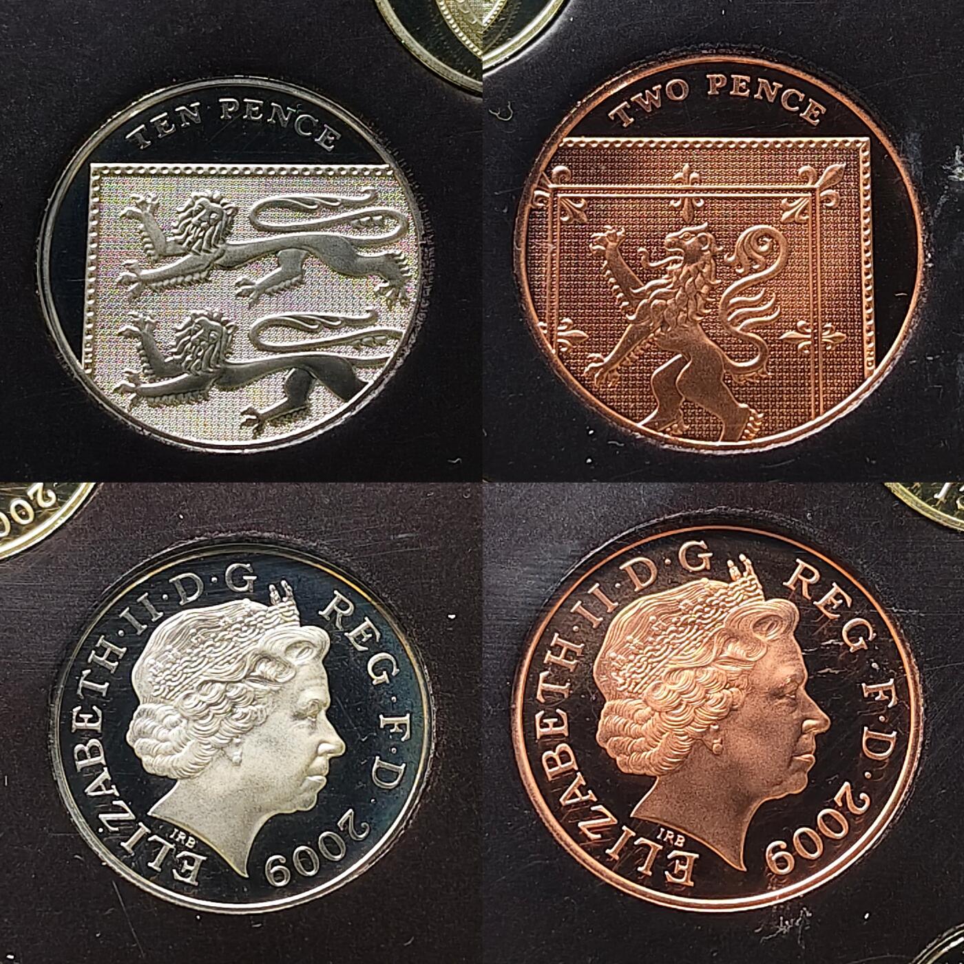 【全场包邮】纯粹捡漏拍493场 【重磅·邱园】英国2009年官方精制套币-5镑亨利八世登基500周年+50便士邱园250周年+2镑彭斯诞生250周年+2镑物种起源150周年+2镑机械时代-盒证全（内衬破损）