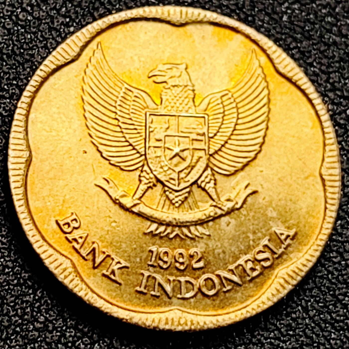 泉币菌-第162场- 新年第五场 精品福利场 原铜光极美 芳香毛茉莉 印度尼西亚500卢比黄铜硬币 24毫米 