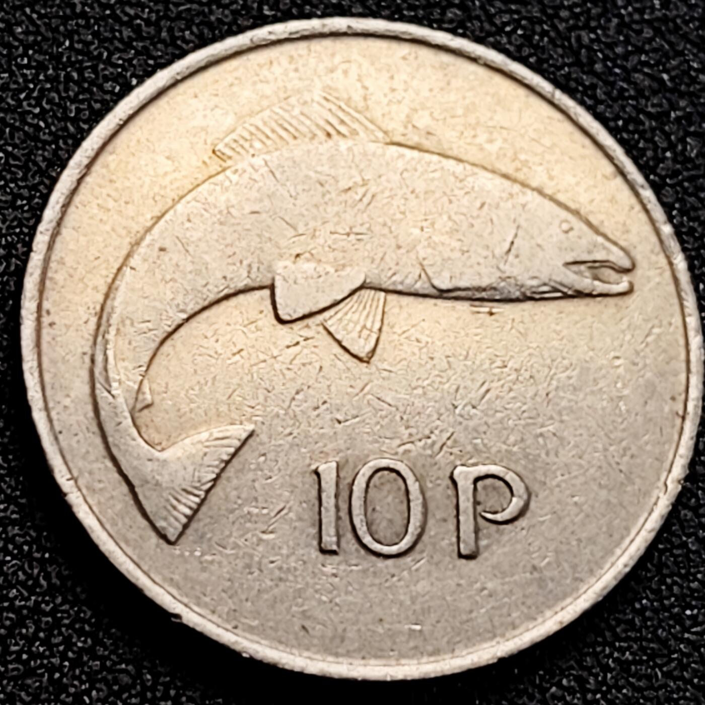 泉币菌-第162场- 新年第五场 精品福利场 爱尔兰1960-80年代 10便士白铜硬币 竖琴鲑鱼 28.5毫米 