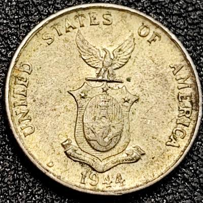 泉币菌-第162场- 新年第五场 精品福利场 - 带光美品 1944年美属菲律宾小10分银币 重2克 含银75% 直径17MM 厚1.1MM