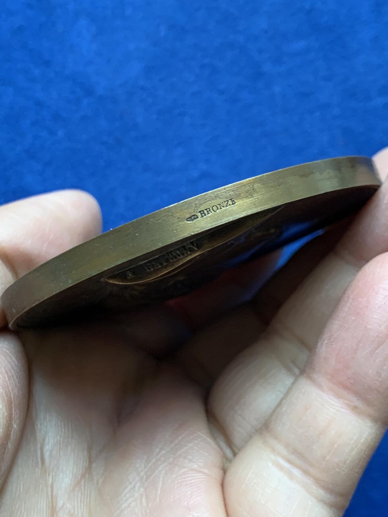 《竞宝斋》第454场 周日，周一 2场连拍 （全场包邮，欢迎送拍） 拿破仑-罗马王子降生纪念大铜章 146.9克 68mm 丰饶角铜标 后铸版本大直径少见