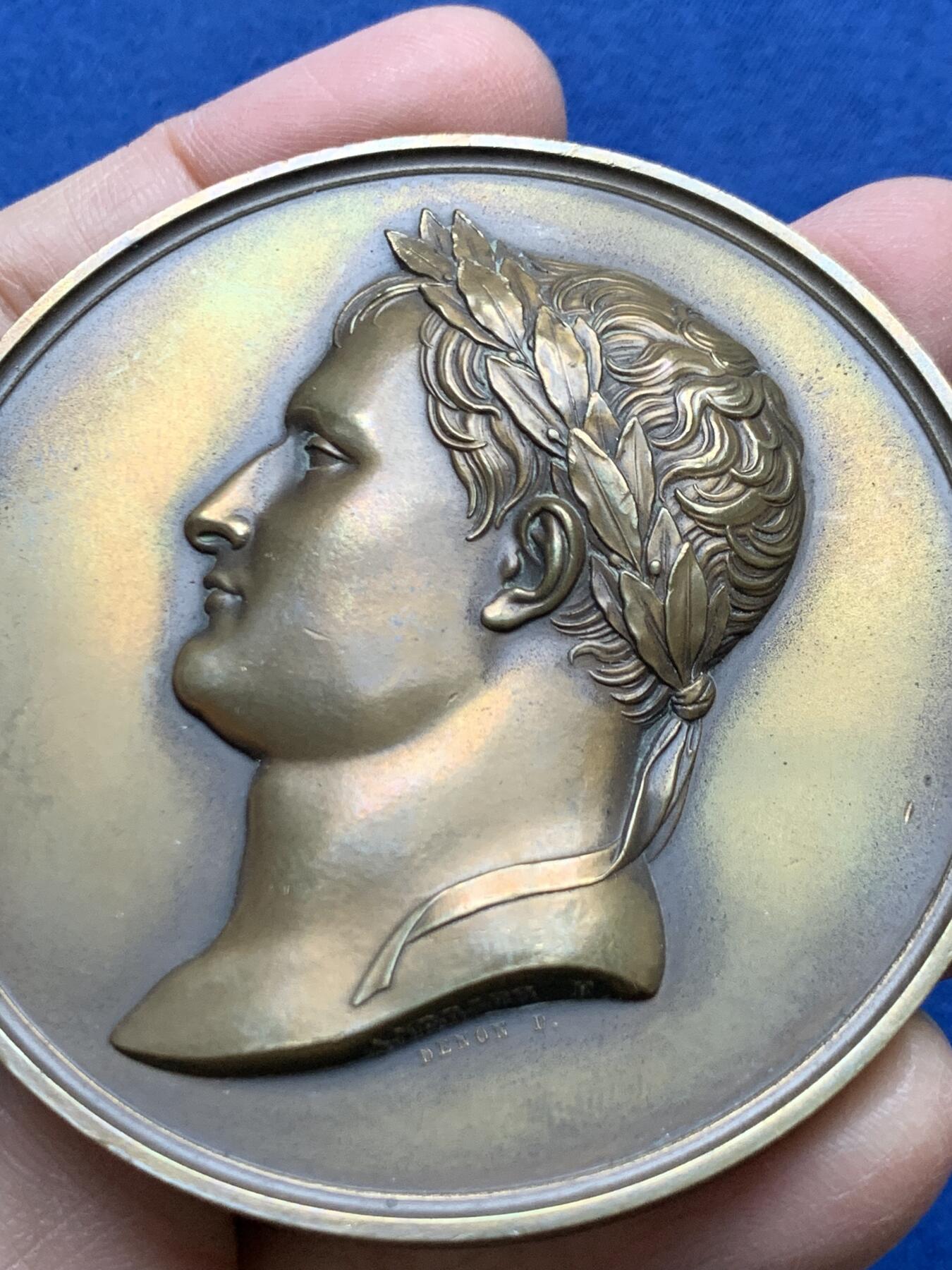 《竞宝斋》第454场 周日，周一 2场连拍 （全场包邮，欢迎送拍） 拿破仑-罗马王子降生纪念大铜章 146.9克 68mm 丰饶角铜标 后铸版本大直径少见