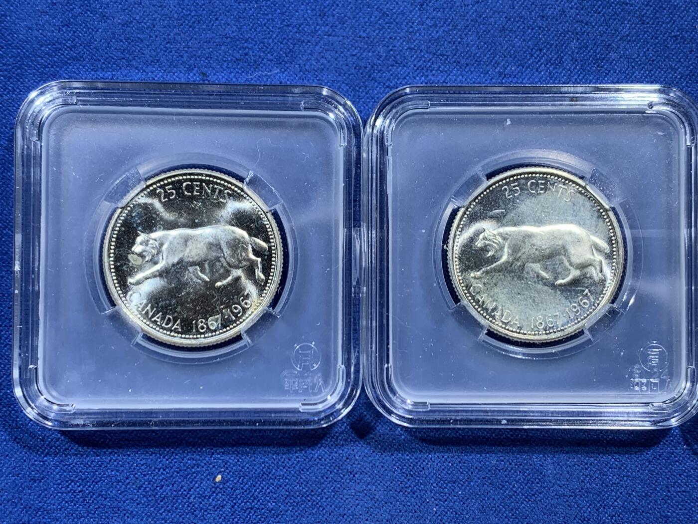 《竞宝斋》第454场 周日，周一 2场连拍 （全场包邮，欢迎送拍） 三枚一组 加拿大25分银币，5g，原光品相，配平凡人小方盒