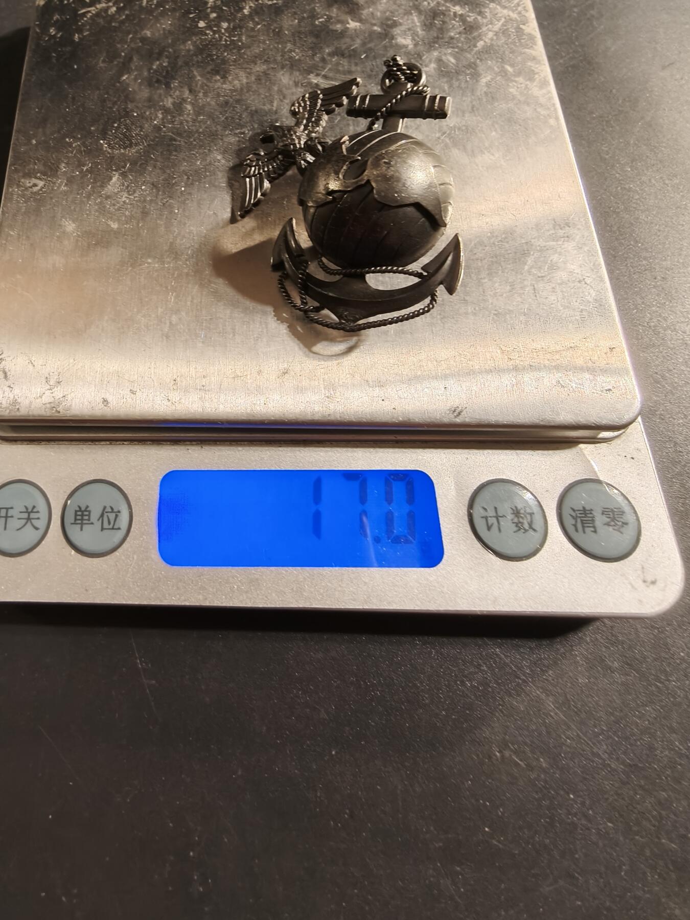 老王徽章第174期 美国海军陆战队大檐帽帽徽    925银    二战时期    17.7g