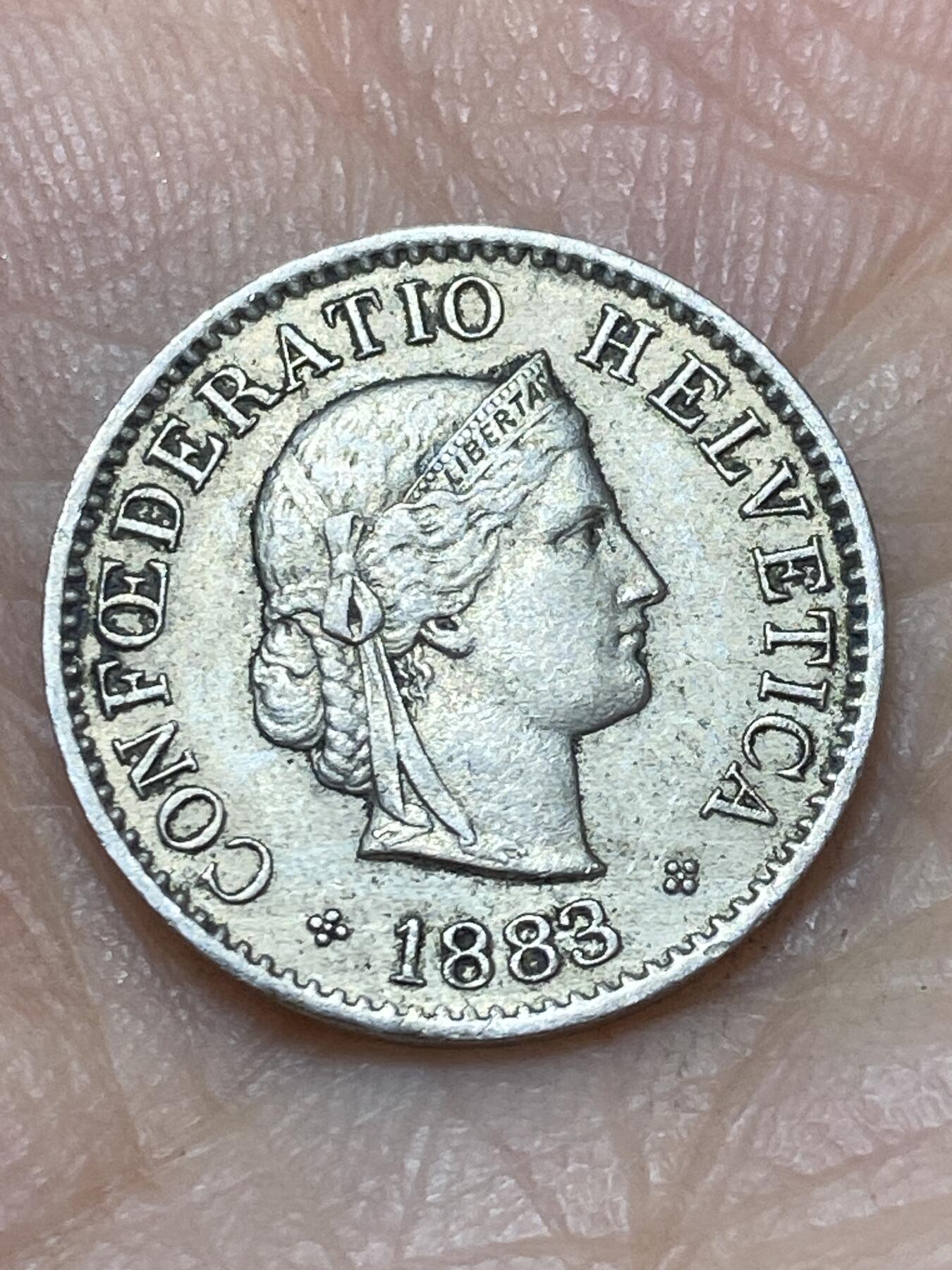 2026年第三场(总第一百七十二场）外国好品散币场(免佣金) 稀少早期年份–瑞士🇨🇭1883年5拉彭(第二版，B标伯尔尼造)