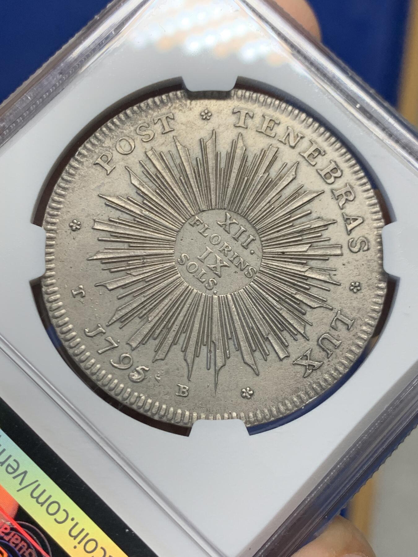 《竞宝斋》第454场 周日，周一 2场连拍 （全场包邮，欢迎送拍） NGC UNC 瑞士 1795年 日内瓦12福林(1泰勒)大银币 单一年份 发行仅2.1万枚 难遇品种