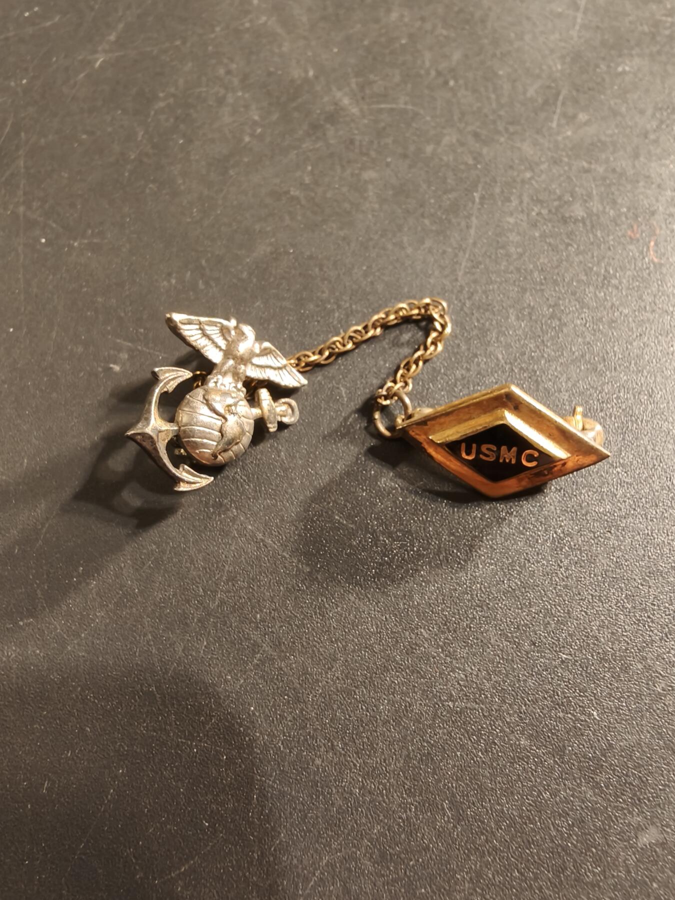 老王徽章第174期 美国海军陆战队链章    二战时期横针版   925银质珐琅   2.3g