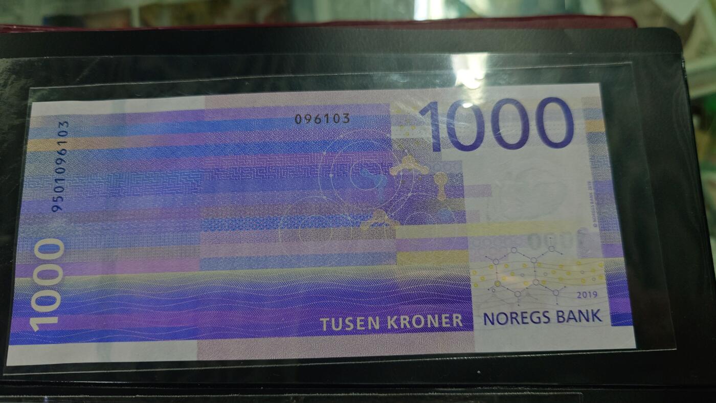 【新年五拍】世界钱币～微拍第226期暨2026年第5期   2019年挪威1000克朗 全新绝品无47
