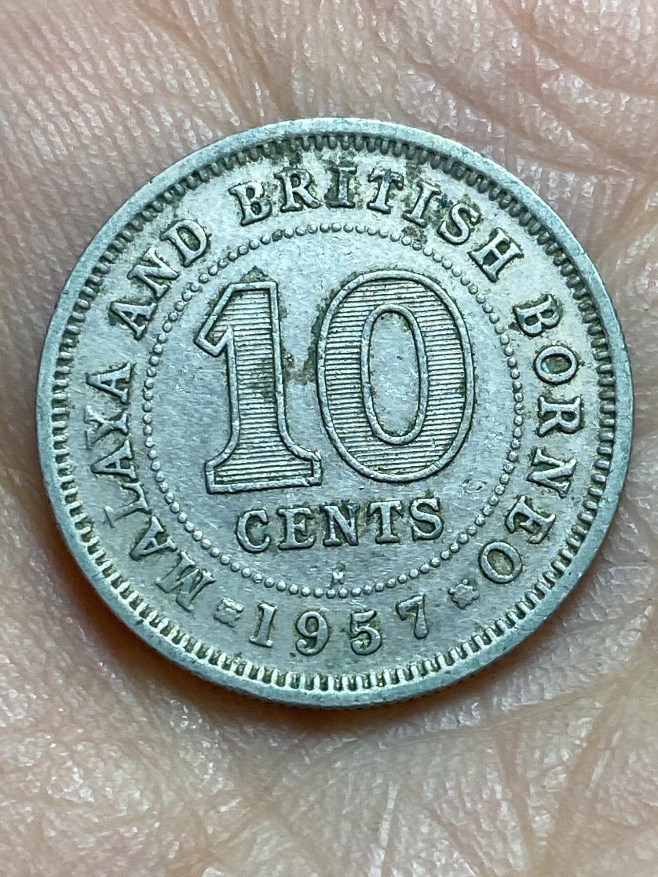 2026年第三场(总第一百七十二场）外国好品散币场(免佣金) 马来亚和英属婆罗洲1957年10分(伊丽莎白二世，H标喜敦厂造)