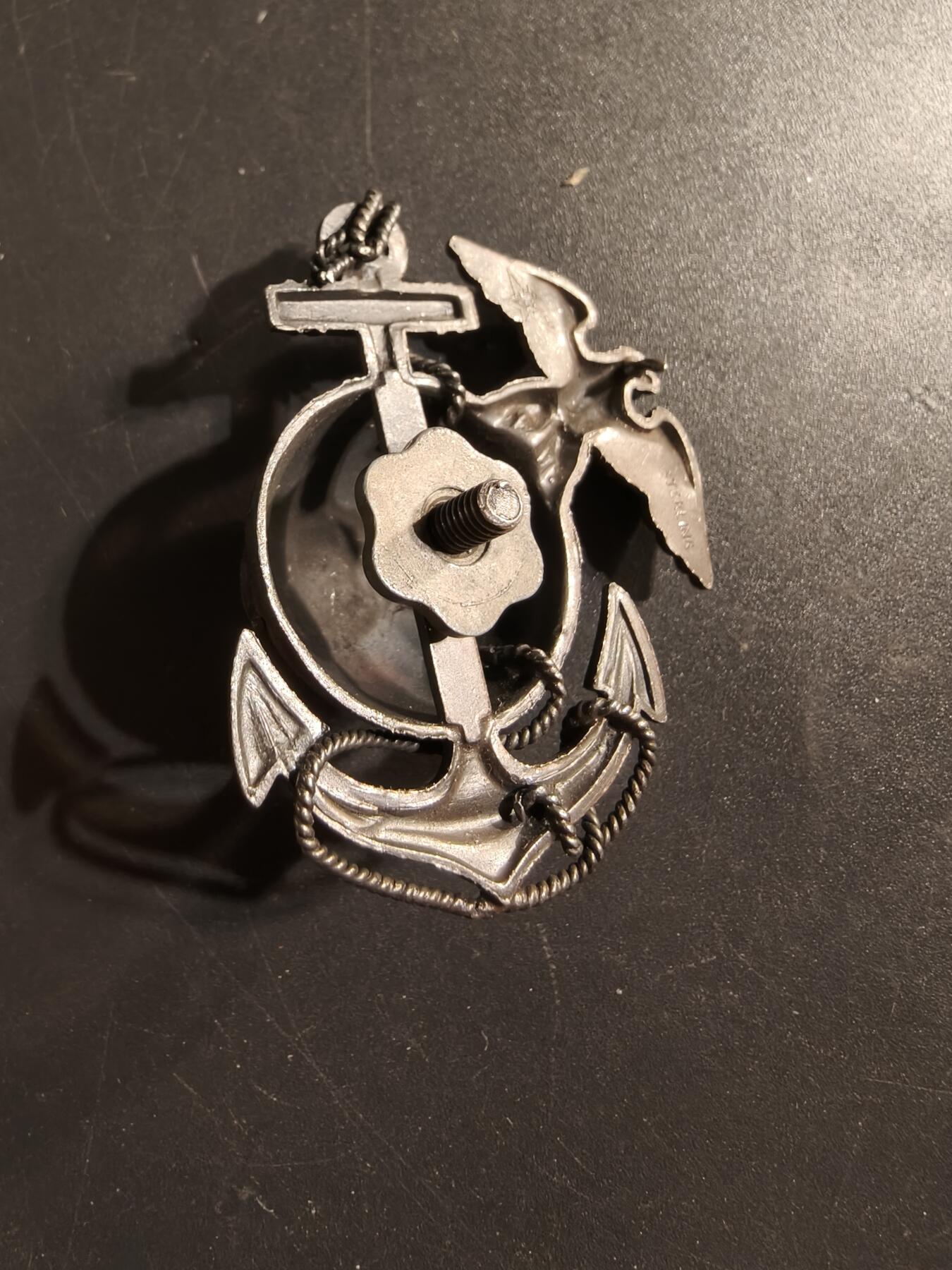 老王徽章第174期 美国海军陆战队大檐帽帽徽    925银    二战时期    17.7g