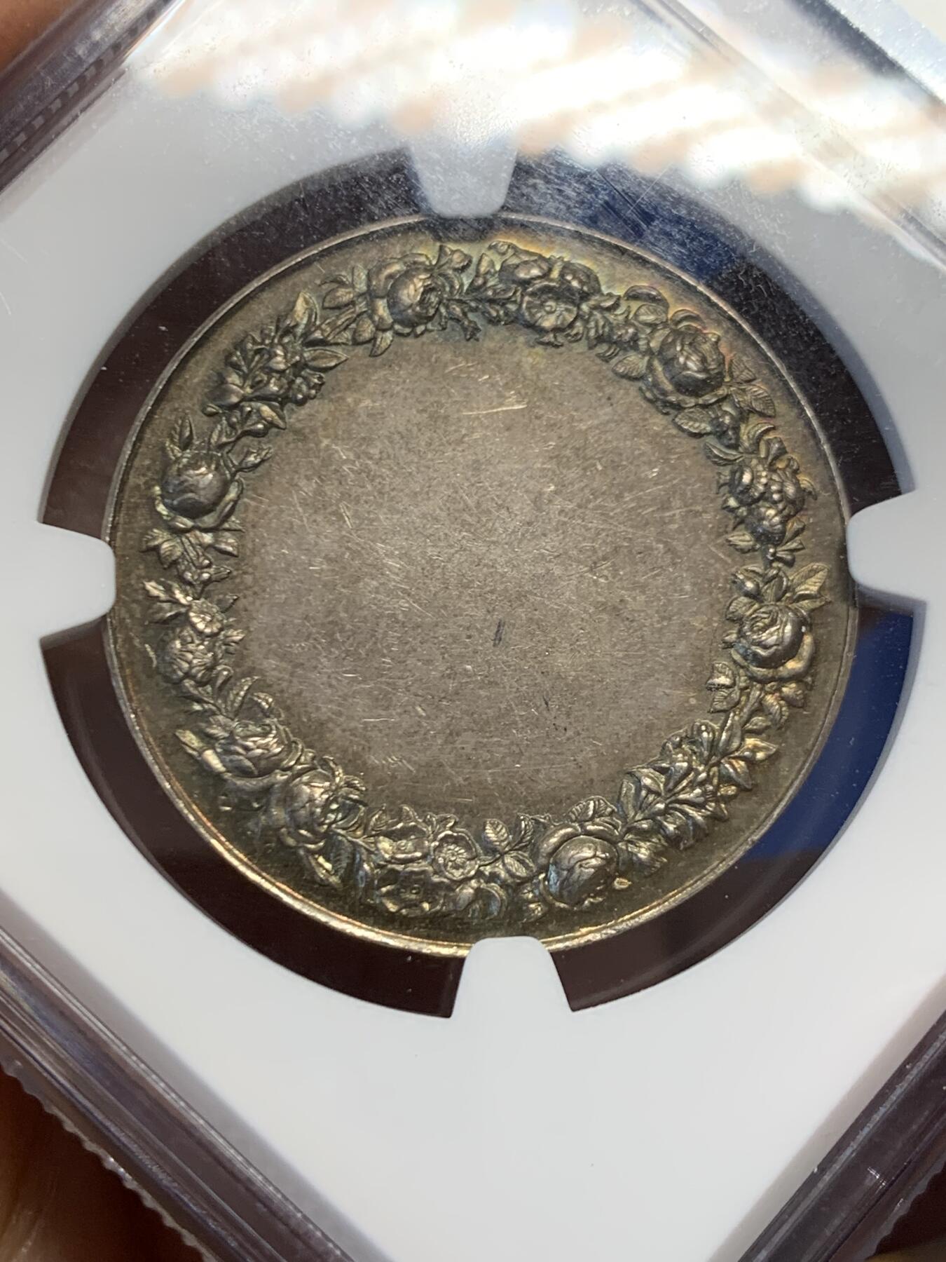 《竞宝斋》第454场 周日，周一 2场连拍 （全场包邮，欢迎送拍） NGC MS63 法国结婚银章 32mm 丰饶角