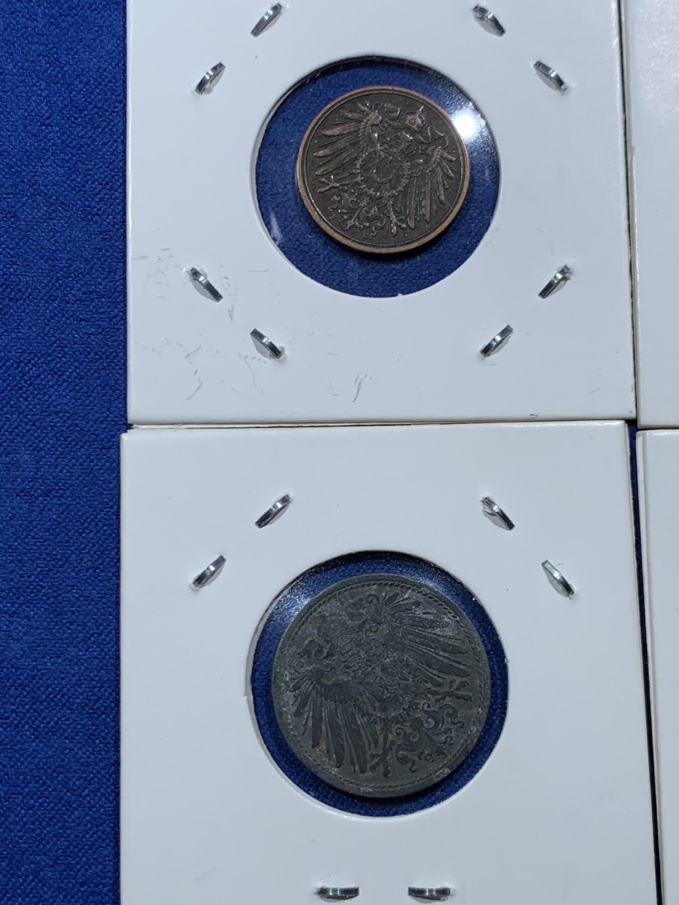 《竞宝斋》第454场 周日，周一 2场连拍 （全场包邮，欢迎送拍） 六枚一组 奥匈帝国赫勒和德二芬尼辅币各3枚