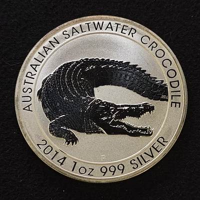 【全场包邮】纯粹捡漏拍493场-持续更新中 - 澳大利亚2014年1元咸水鳄1盎司999纯银币【40.6毫米31.1克，纯银价约560元（按18元银价折算）】