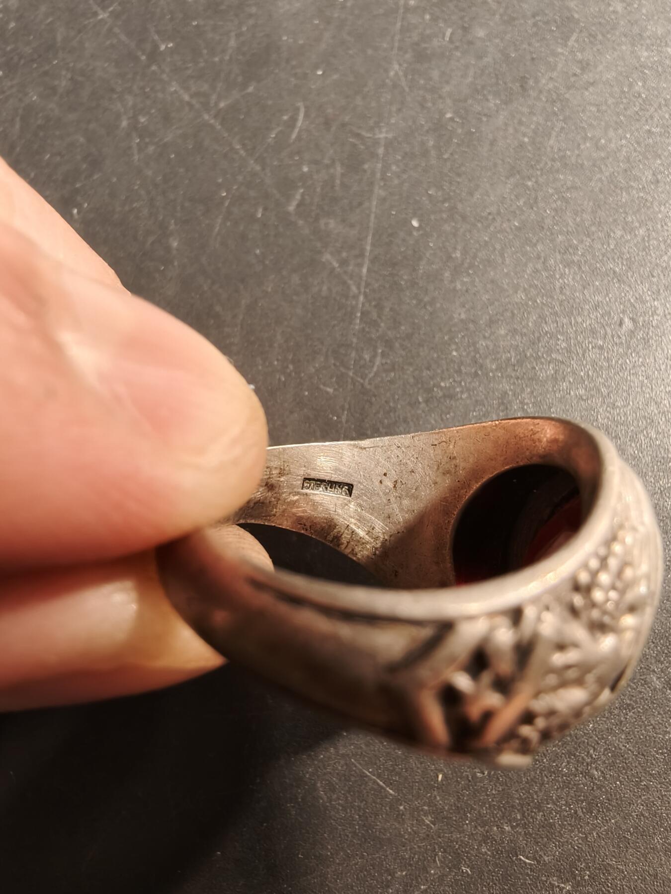 老王徽章第174期 美国二战海军戒指    925银    雕刻精美    11.4g