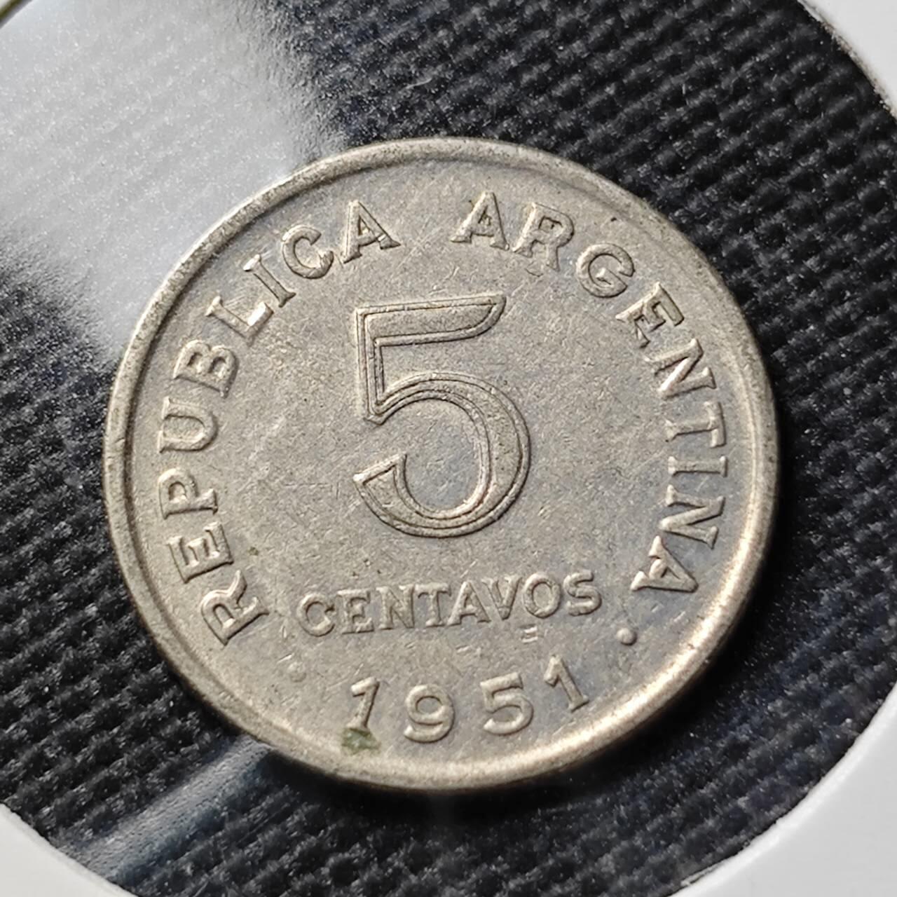 KK钱币收藏小铺  第386期  2月预留时间 周末发货  1951阿根廷5分