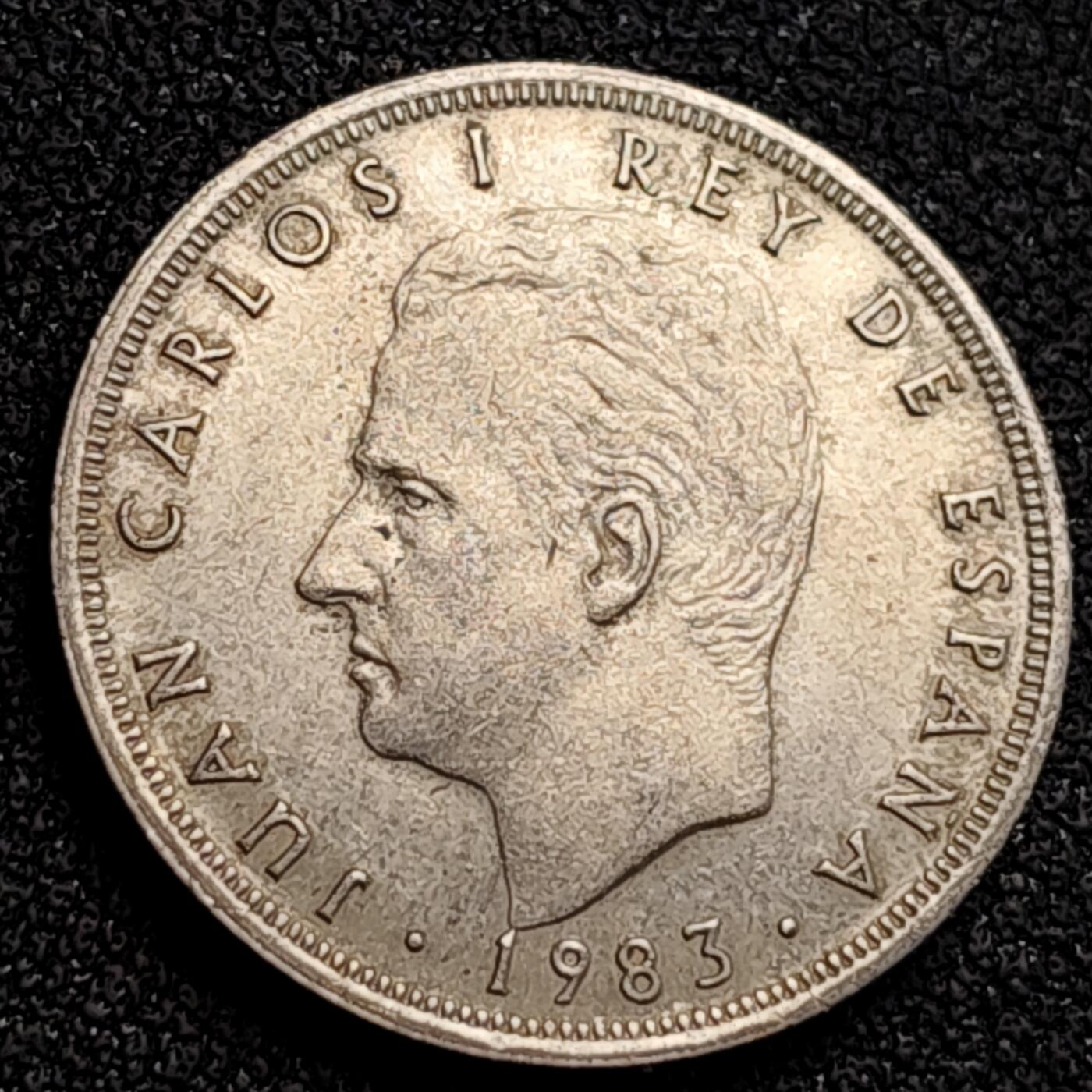 泉币菌-第162场- 新年第五场 精品福利场 23mm 西班牙 5比塞塔 铜镍币 卡洛斯胡安